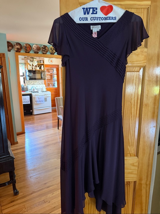 Adrianna Papell Dresses & Skirts - Adrianna Papell Deep Purple V-Neck Pintuck Slip Dress size 10